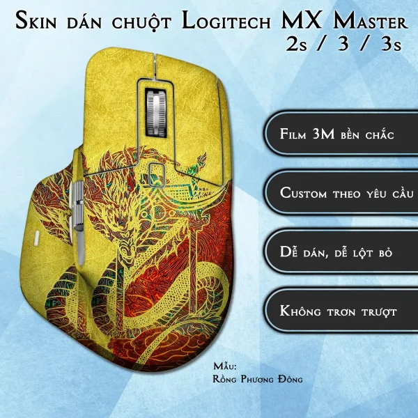 Skin dán chuột Logitech MX Master 2, 2s, 3, 3s mẫu Rồng Phương Đông