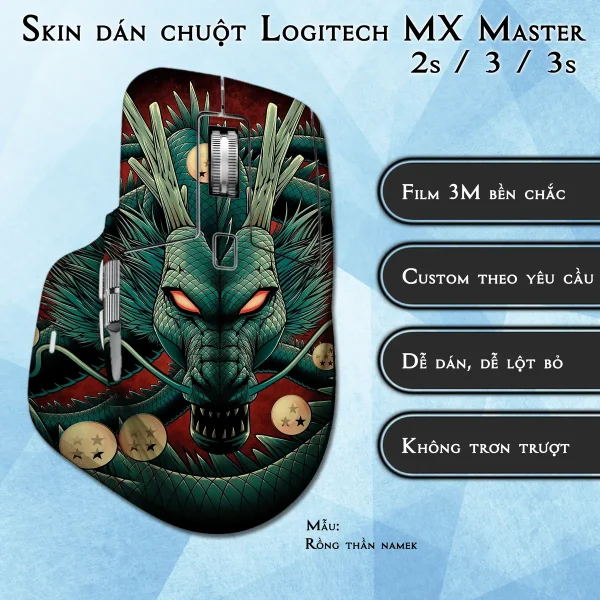 Skin dán chuột Logitech MX Master 2, 2s, 3, 3s mẫu Rồng thần namek