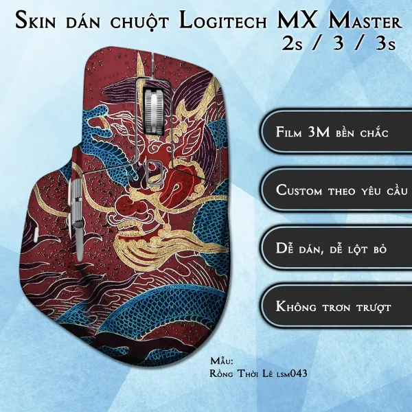 Skin dán chuột Logitech MX Master 2, 2s, 3, 3s mẫu Rồng Thời Lê lsm043