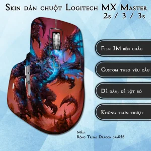Skin dán chuột Logitech MX Master 2, 2s, 3, 3s mẫu Rồng Tribal Dragon dra056