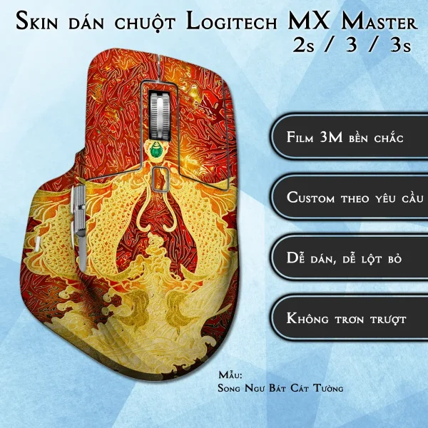 Skin dán chuột Logitech MX Master 2, 2s, 3, 3s mẫu Song Ngư Bát Cát Tường