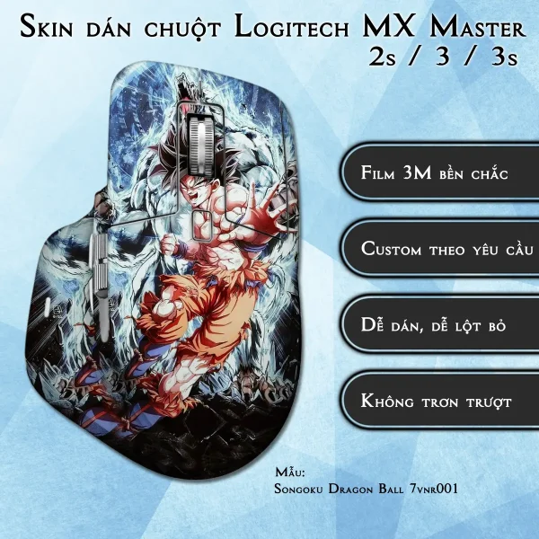 Skin dán chuột Logitech MX Master 2, 2s, 3, 3s mẫu Songoku Dragon Ball 7vnr001