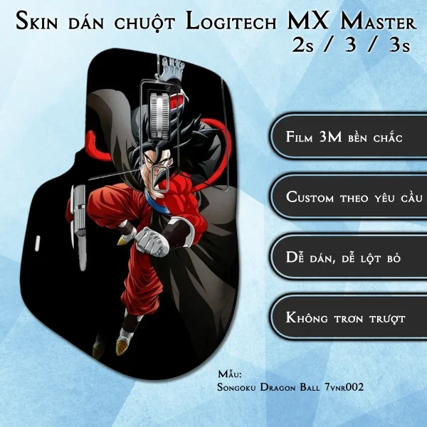 Skin dán chuột Logitech MX Master 2, 2s, 3, 3s mẫu Songoku Dragon Ball 7vnr002