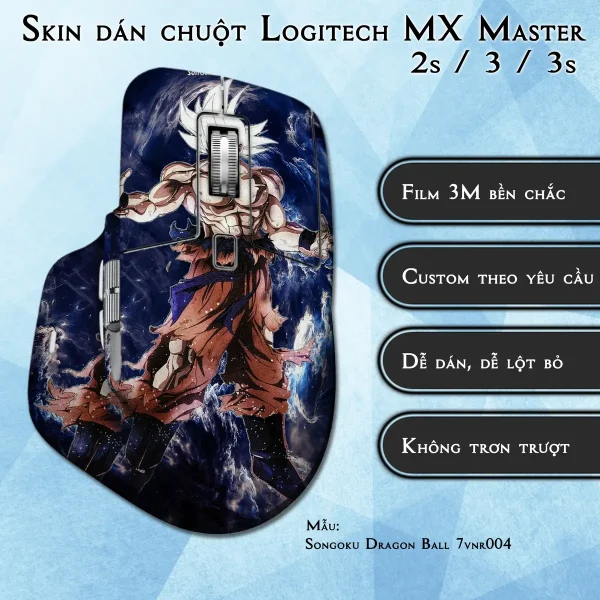 Skin dán chuột Logitech MX Master 2, 2s, 3, 3s mẫu Songoku Dragon Ball 7vnr004