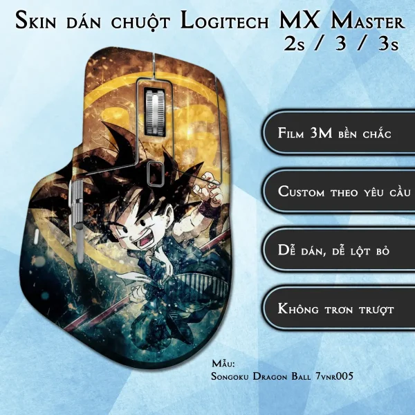 Skin dán chuột Logitech MX Master 2, 2s, 3, 3s mẫu Songoku Dragon Ball 7vnr005