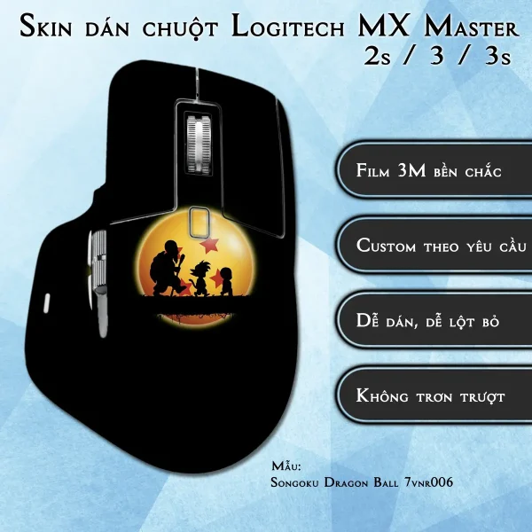 Skin dán chuột Logitech MX Master 2, 2s, 3, 3s mẫu Songoku Dragon Ball 7vnr006