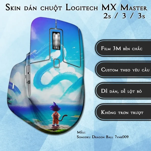 Skin dán chuột Logitech MX Master 2, 2s, 3, 3s mẫu Songoku Dragon Ball 7vnr009