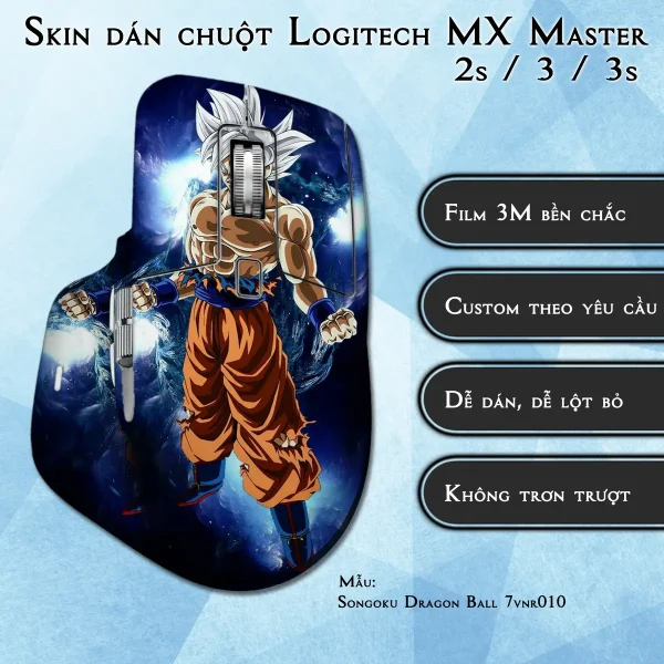 Skin dán chuột Logitech MX Master 2, 2s, 3, 3s mẫu Songoku Dragon Ball 7vnr010