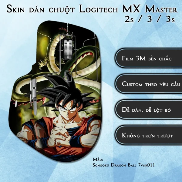 Skin dán chuột Logitech MX Master 2, 2s, 3, 3s mẫu Songoku Dragon Ball 7vnr011