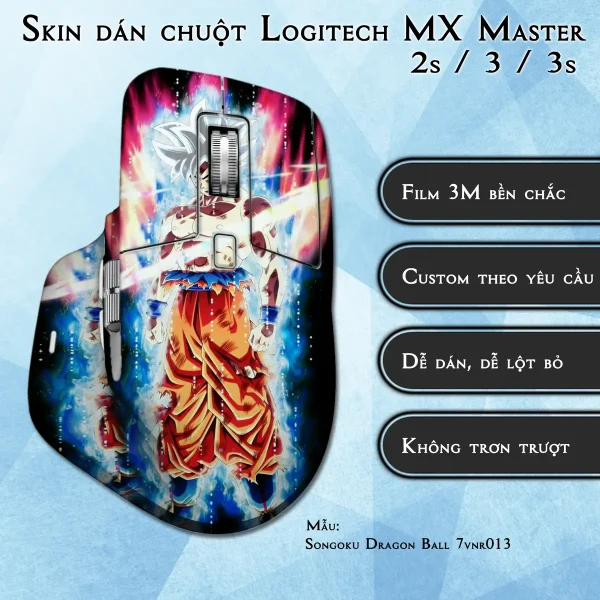 Skin dán chuột Logitech MX Master 2, 2s, 3, 3s mẫu Songoku Dragon Ball 7vnr013