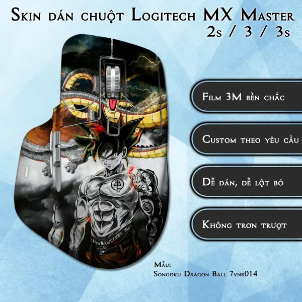 Skin dán chuột Logitech MX Master 2, 2s, 3, 3s mẫu Songoku Dragon Ball 7vnr014