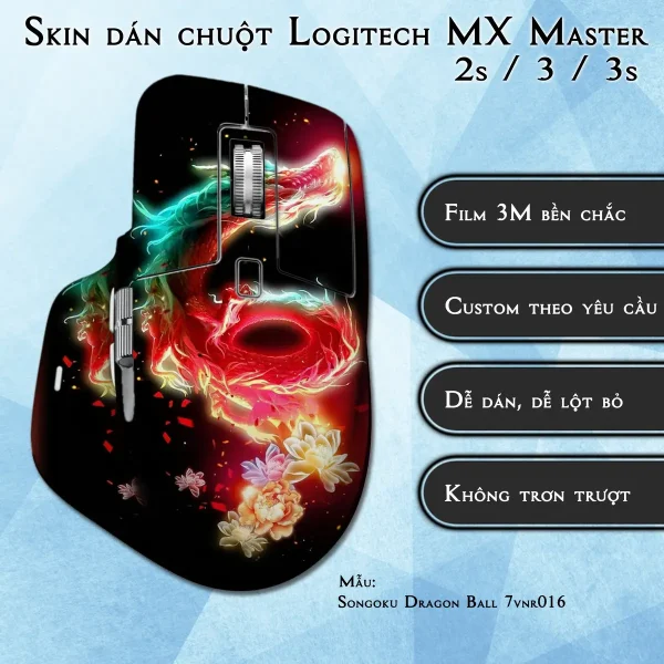 Skin dán chuột Logitech MX Master 2, 2s, 3, 3s mẫu Songoku Dragon Ball 7vnr016