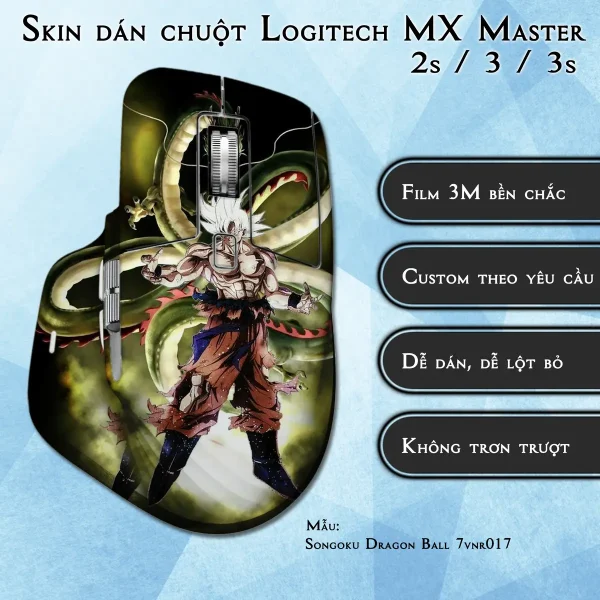 Skin dán chuột Logitech MX Master 2, 2s, 3, 3s mẫu Songoku Dragon Ball 7vnr017
