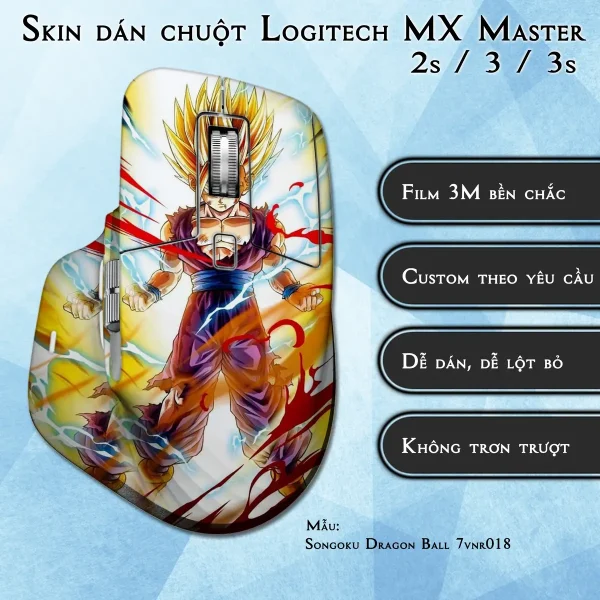 Skin dán chuột Logitech MX Master 2, 2s, 3, 3s mẫu Songoku Dragon Ball 7vnr018