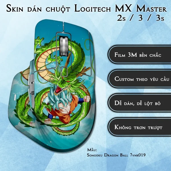 Skin dán chuột Logitech MX Master 2, 2s, 3, 3s mẫu Songoku Dragon Ball 7vnr019