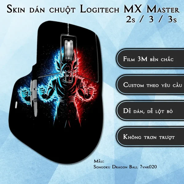 Skin dán chuột Logitech MX Master 2, 2s, 3, 3s mẫu Songoku Dragon Ball 7vnr020