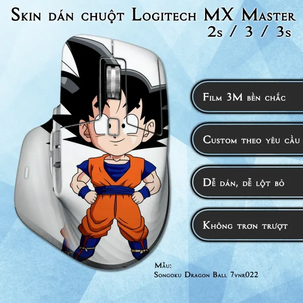 Skin dán chuột Logitech MX Master 2, 2s, 3, 3s mẫu Songoku Dragon Ball 7vnr022