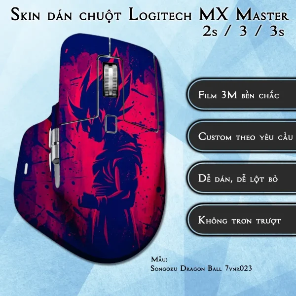 Skin dán chuột Logitech MX Master 2, 2s, 3, 3s mẫu Songoku Dragon Ball 7vnr023