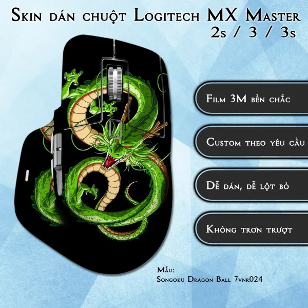 Skin dán chuột Logitech MX Master 2, 2s, 3, 3s mẫu Songoku Dragon Ball 7vnr024