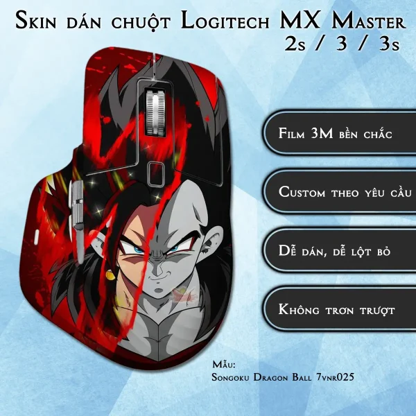 Skin dán chuột Logitech MX Master 2, 2s, 3, 3s mẫu Songoku Dragon Ball 7vnr025
