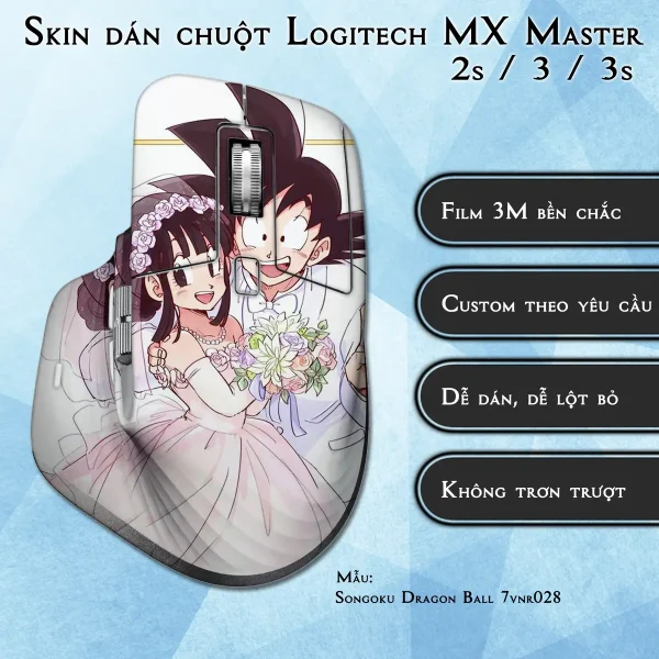 Skin dán chuột Logitech MX Master 2, 2s, 3, 3s mẫu Songoku Dragon Ball 7vnr028