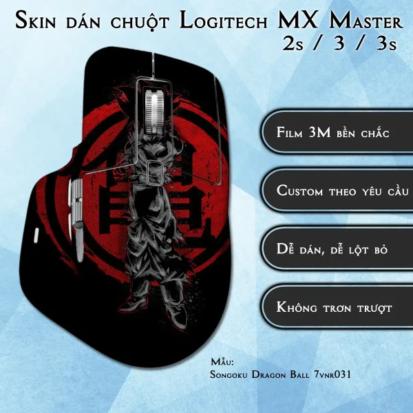 Skin dán chuột Logitech MX Master 2, 2s, 3, 3s mẫu Songoku Dragon Ball 7vnr031