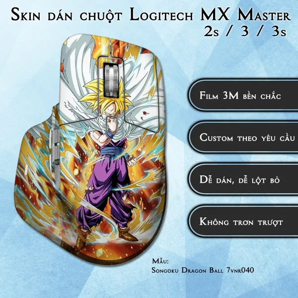Skin dán chuột Logitech MX Master 2, 2s, 3, 3s mẫu Songoku Dragon Ball 7vnr040