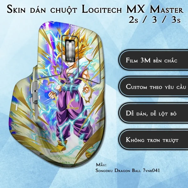 Skin dán chuột Logitech MX Master 2, 2s, 3, 3s mẫu Songoku Dragon Ball 7vnr041