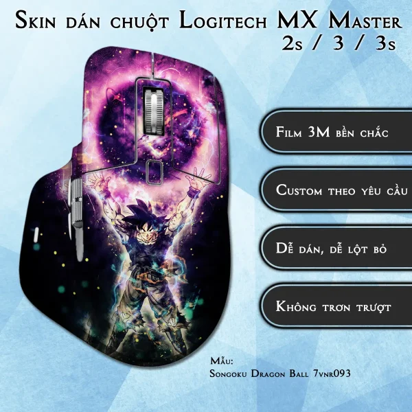 Skin dán chuột Logitech MX Master 2, 2s, 3, 3s mẫu Songoku Dragon Ball 7vnr093