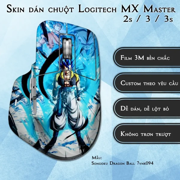Skin dán chuột Logitech MX Master 2, 2s, 3, 3s mẫu Songoku Dragon Ball 7vnr094