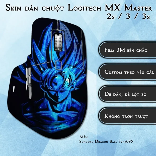 Skin dán chuột Logitech MX Master 2, 2s, 3, 3s mẫu Songoku Dragon Ball 7vnr095
