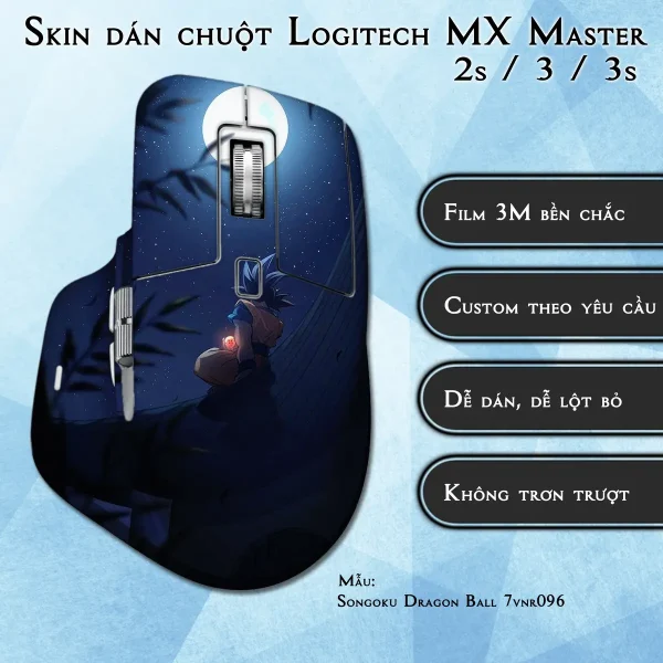 Skin dán chuột Logitech MX Master 2, 2s, 3, 3s mẫu Songoku Dragon Ball 7vnr096