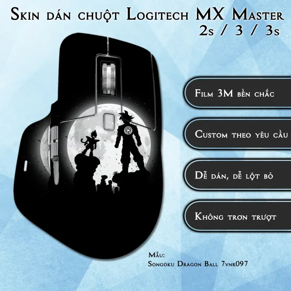 Skin dán chuột Logitech MX Master 2, 2s, 3, 3s mẫu Songoku Dragon Ball 7vnr097