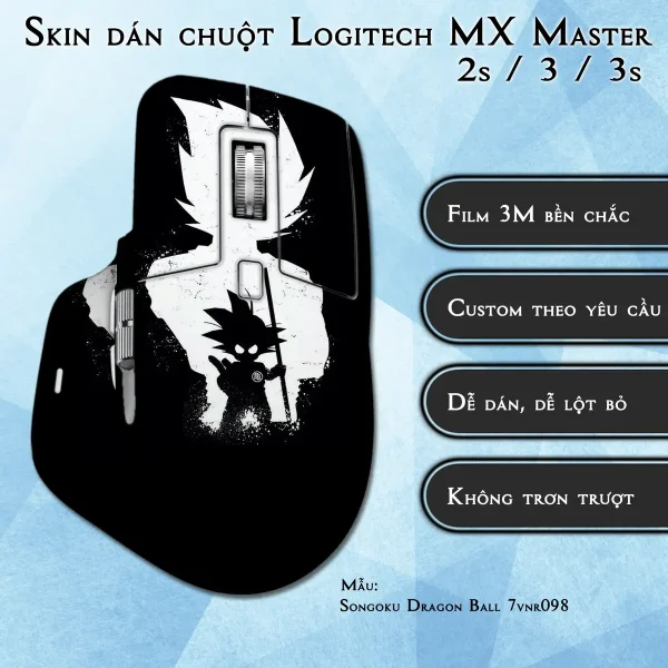 Skin dán chuột Logitech MX Master 2, 2s, 3, 3s mẫu Songoku Dragon Ball 7vnr098