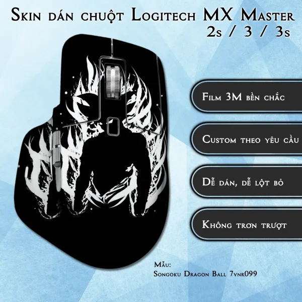 Skin dán chuột Logitech MX Master 2, 2s, 3, 3s mẫu Songoku Dragon Ball 7vnr099