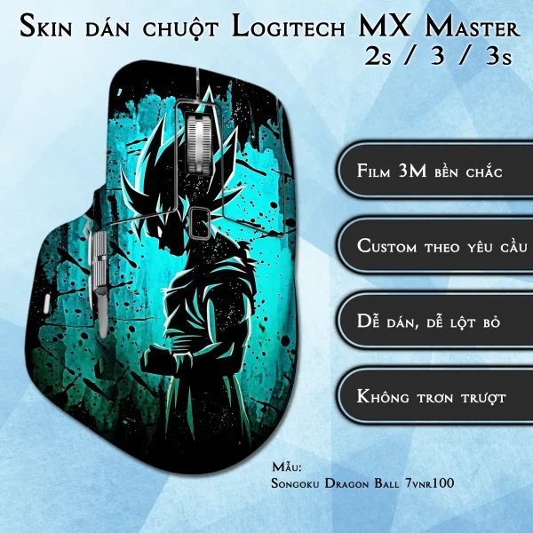 Skin dán chuột Logitech MX Master 2, 2s, 3, 3s mẫu Songoku Dragon Ball 7vnr100