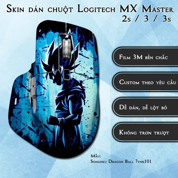 Skin dán chuột Logitech MX Master 2, 2s, 3, 3s mẫu Songoku Dragon Ball 7vnr101