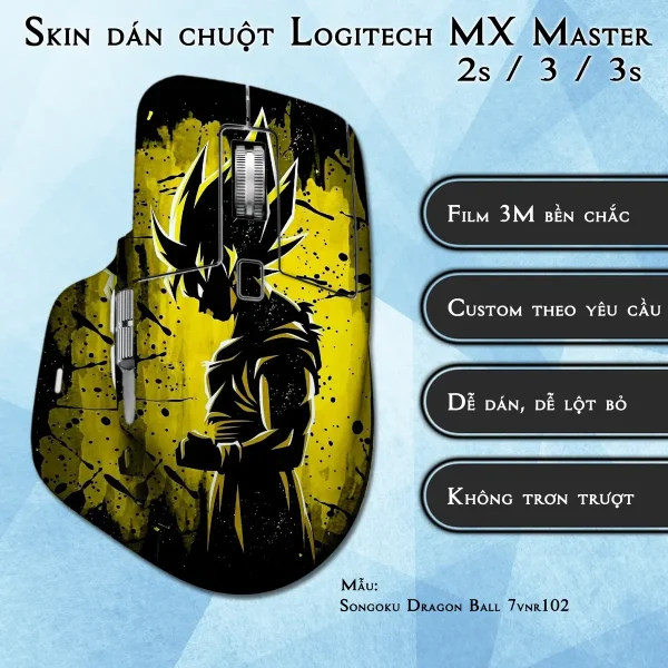 Skin dán chuột Logitech MX Master 2, 2s, 3, 3s mẫu Songoku Dragon Ball 7vnr102