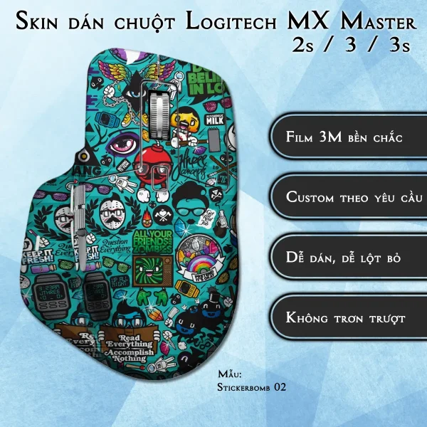 Skin dán chuột Logitech MX Master 2, 2s, 3, 3s mẫu Stickerbomb 02