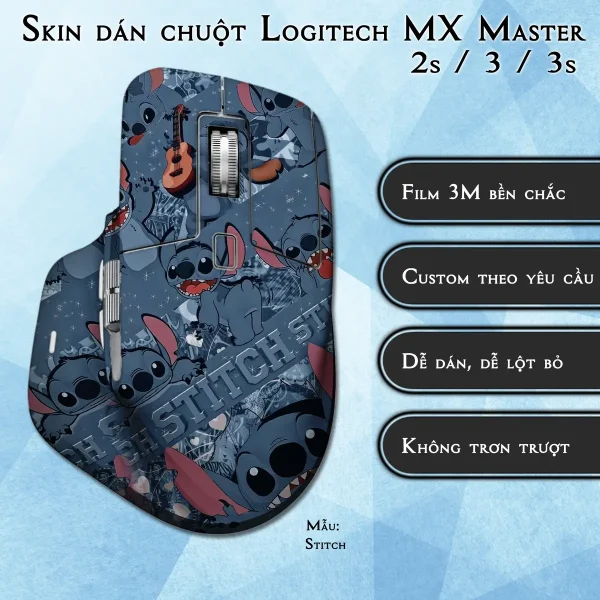 Skin dán chuột Logitech MX Master 2, 2s, 3, 3s mẫu Stitch