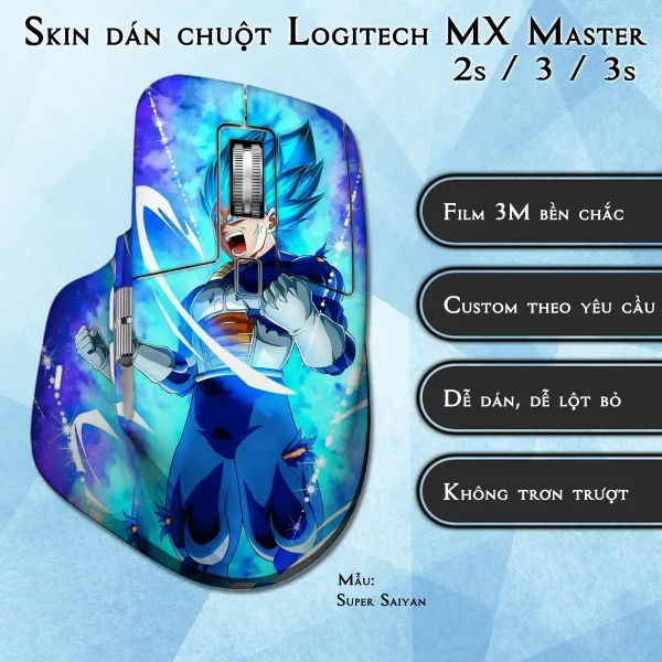Skin dán chuột Logitech MX Master 2, 2s, 3, 3s mẫu Super Saiyan