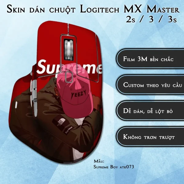Skin dán chuột Logitech MX Master 2, 2s, 3, 3s mẫu Supreme Boy atk073