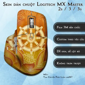 Skin dán chuột Logitech MX Master 2, 2s, 3, 3s mẫu Tam Chuyển Pháp Luân lsm067