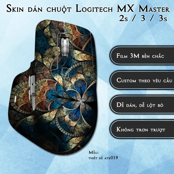 Skin dán chuột Logitech MX Master 2, 2s, 3, 3s mẫu thiết kế atk019