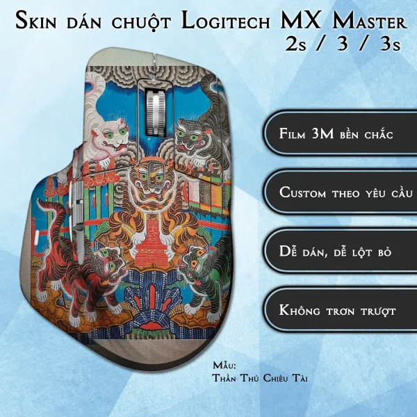 Skin dán chuột Logitech MX Master 2, 2s, 3, 3s mẫu Thần Thú Chiêu Tài