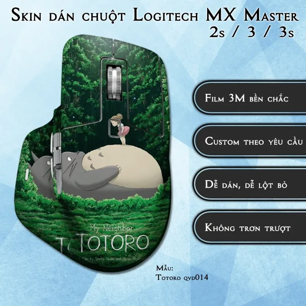Skin dán chuột Logitech MX Master 2, 2s, 3, 3s mẫu Totoro qvd014