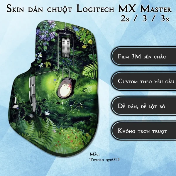 Skin dán chuột Logitech MX Master 2, 2s, 3, 3s mẫu Totoro qvd015
