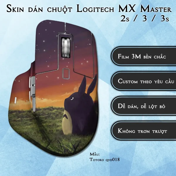 Skin dán chuột Logitech MX Master 2, 2s, 3, 3s mẫu Totoro qvd018