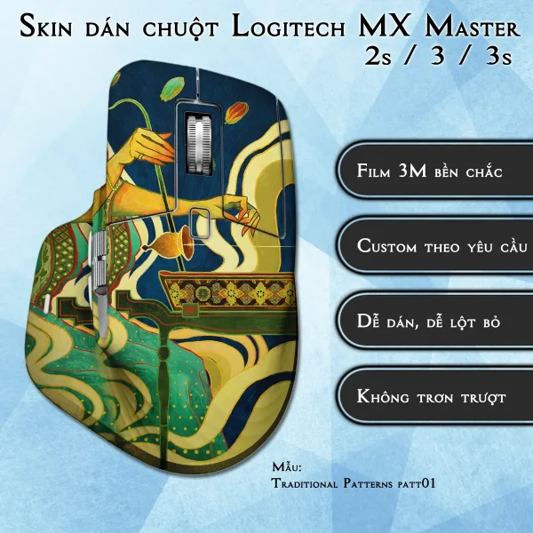 Skin dán chuột Logitech MX Master 2, 2s, 3, 3s mẫu Traditional Patterns patt01