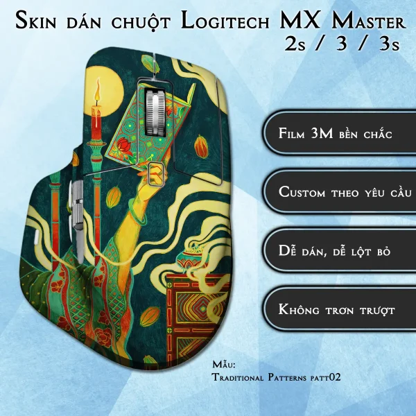 Skin dán chuột Logitech MX Master 2, 2s, 3, 3s mẫu Traditional Patterns patt02